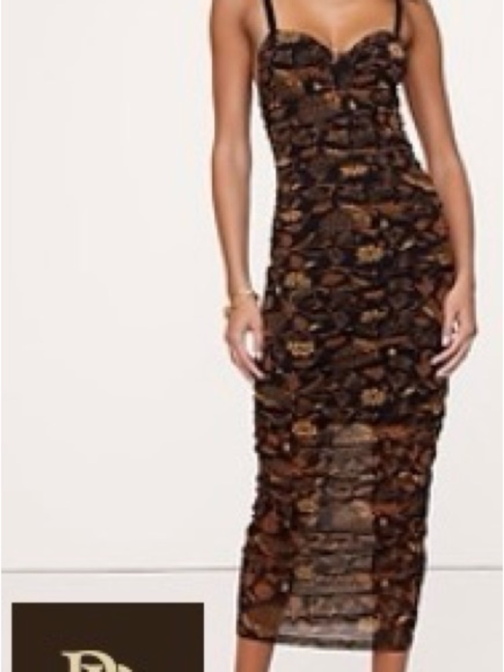 Banana Republic Black and Brown Floral Lace Midi Dress